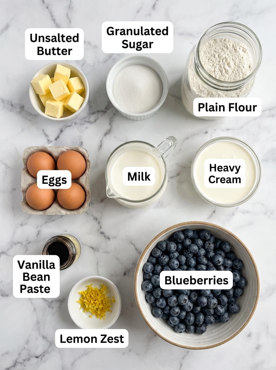 Everything You Need for Perfect Custard Cake With Blueberries