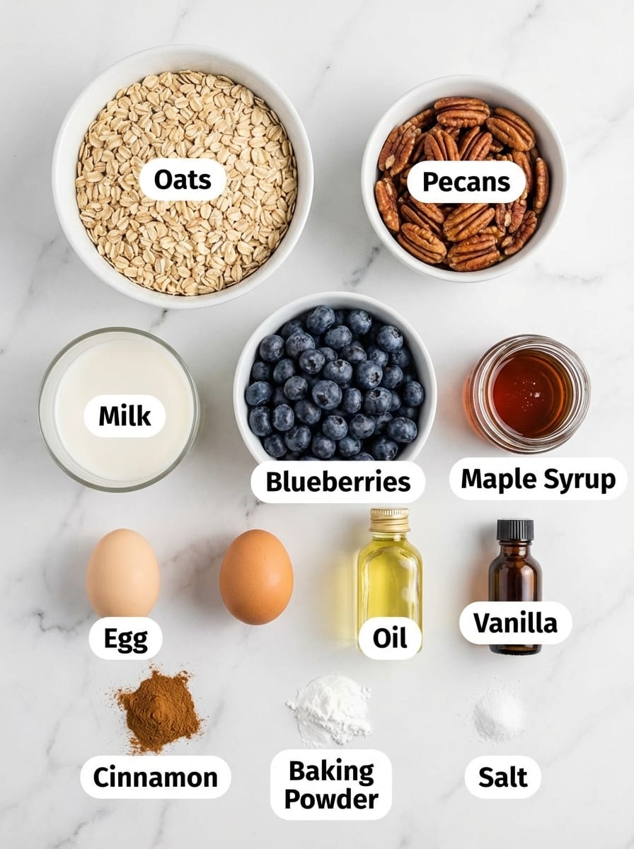 Gathering Your Blueberry Baked Oatmeal Ingredients