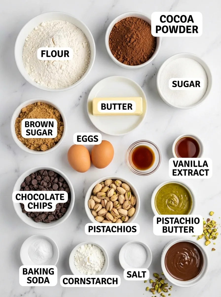 Ingredients for Dubai Chocolate Cookies