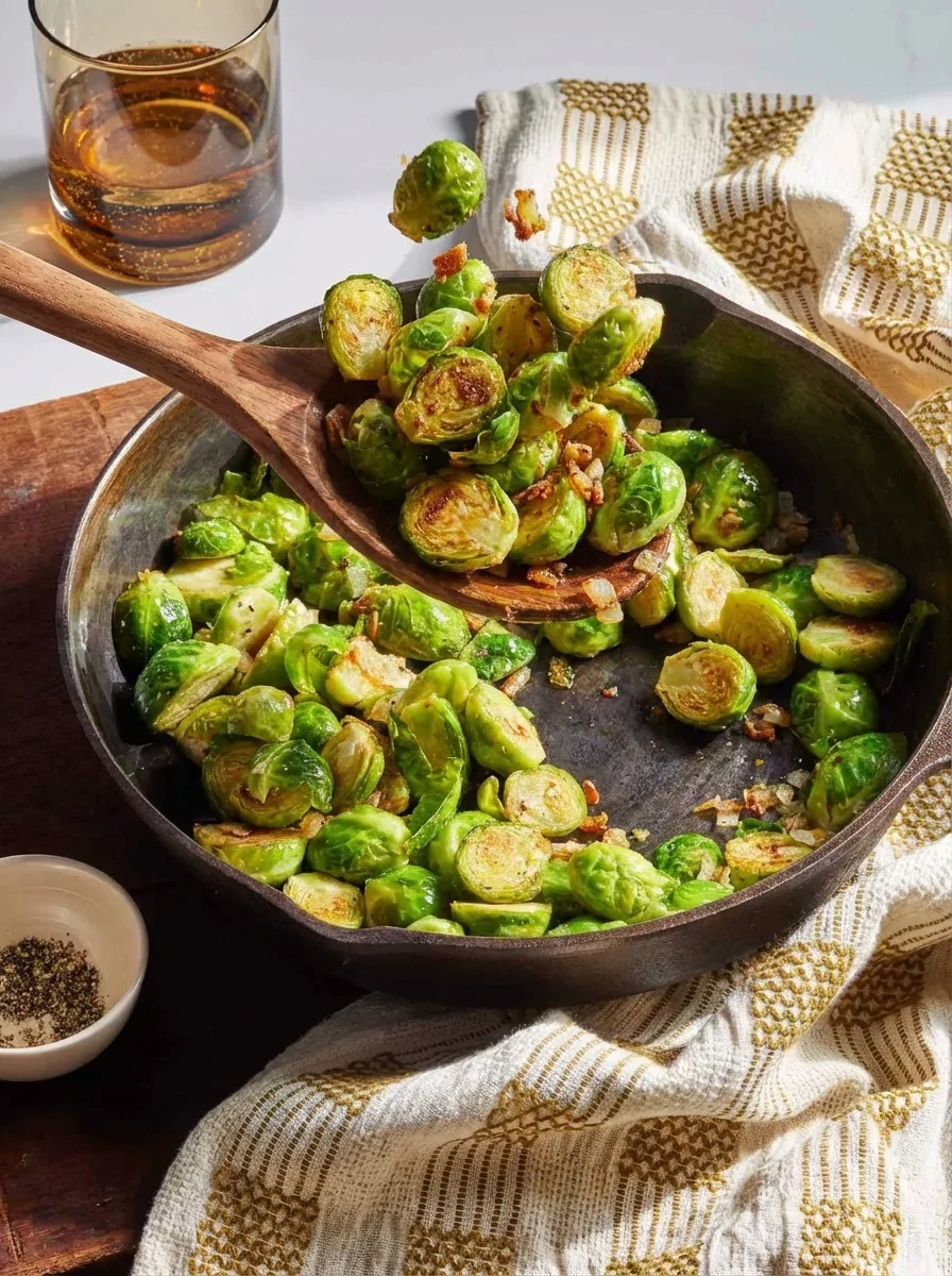 My Secrets for Crispy Pan Fried Brussels Sprouts