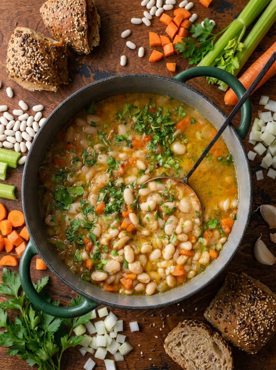 Serving White Bean Soup