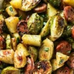 Sheet pan sausage brussels sprouts